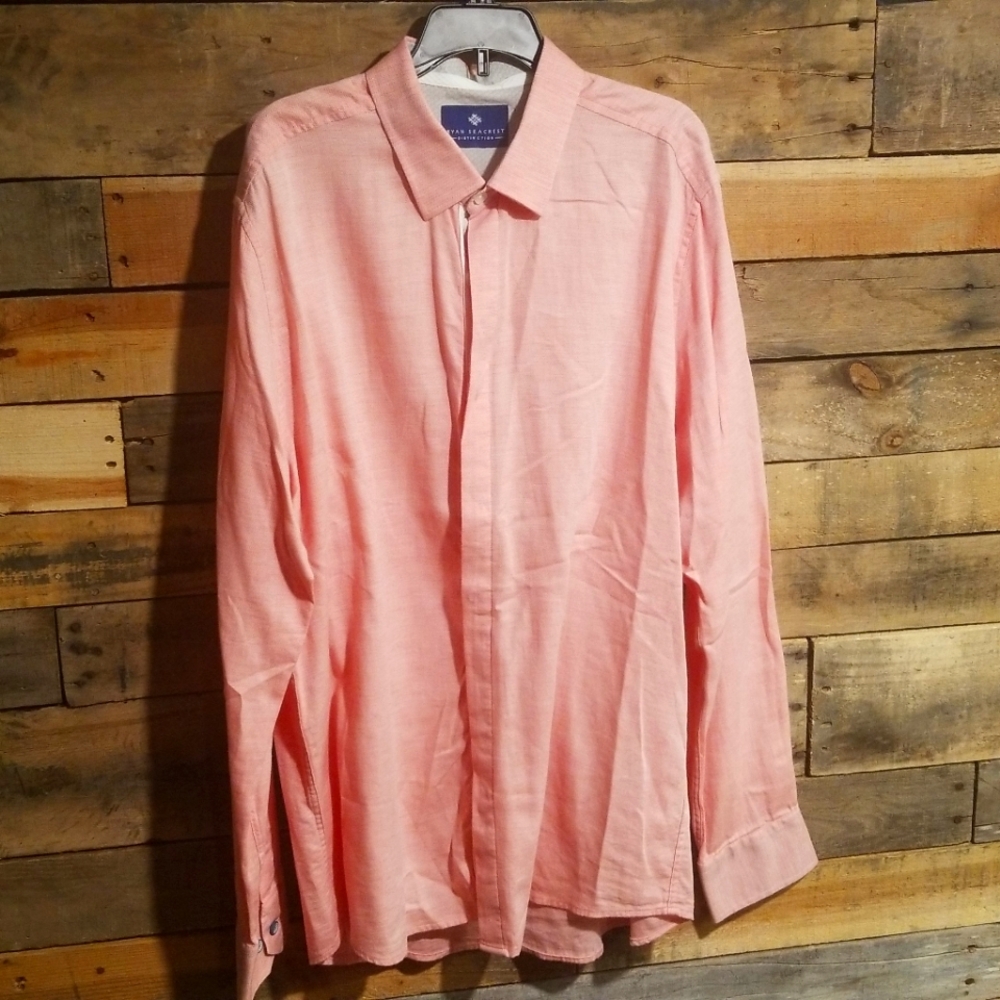 Ryan Seacrest pink textured dress shirt large